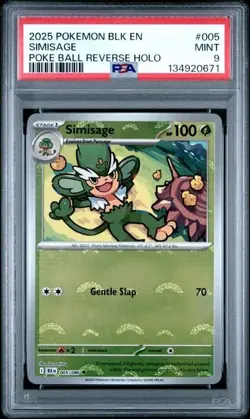2025 Pokemon BLK EN Simisage Poke Ball Reverse Holo 005/085 PSA 9 MINT - Image 1