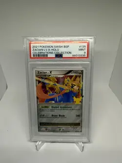 2021 POKEMON SWSH BLACK STAR PROMO CELEBRATIONS COLL #135 ZACIAN LV.X-HOLO PSA 9 - Image 1