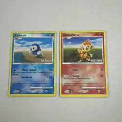 Pokemon Piplup 71/100 & Chimchar 56/100 Reverse Holo Platinum Stamped LOW GRADE - Image 1
