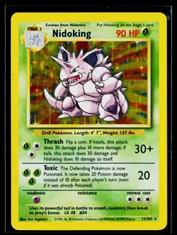 Nidoking 11/102 Base Set Unlimited Holo WoTC Pokemon TCG LP/NM - Image 1