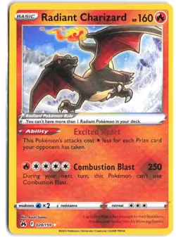 Radiant Charizard 020/159 Radiant Rare Crown Zenith Pokemon - Image 1