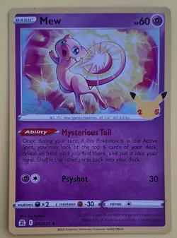 Pokemon TCG Mew Celebrations 011/025 Holo Rare Basic 60 HP English - Image 1
