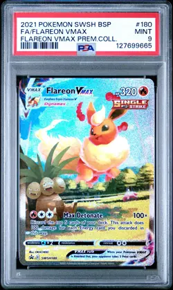 2021 POKEMON SWSH BLACK STAR PROMO #180 FULL ART/FLAREON VMAX PSA 9 - Image 1