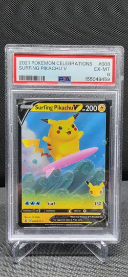 Pokemon 2021 Surfing Pikachu V 008/025 25th PSA 6 - Image 1