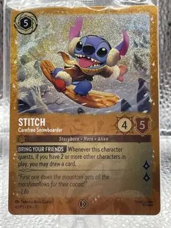Disney Lorcana Stitch Carefree Snowboarder 42/P3 Sealed Promo Card - Image 1