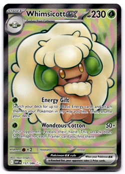 Whimsicott ex 157/086 Double Rare White Flare Holo Pokemon Card NM - Image 1