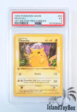 #58 PIKACHU RED CHEEKS 1st Edition PSA 5 Pokemon Trading Card Game Base Set 1999 - Image 1