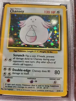 Chansey Base Set Holo Pokemon Card WOTC Near Mint PSA 7 - Image 5