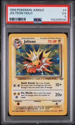 1999 POKEMON JUNGLE #4 JOLTEON-HOLO PSA 5 - Image 1