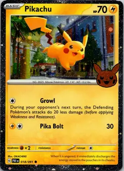 Pikachu 018/091 Holo Holo Rare Trick or Trade BOOster 2024 Pokemon Near Mint - Image 1
