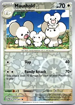 Maushold 074/091 Uncommon Paldean Fates Pokemon Reverse Holo NM - Image 1