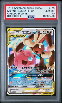 2019 Pokemon Sun & Moon 165 Mega Lopunny Jigglypuff Tag Team PSA 10 143933476 - Image 1