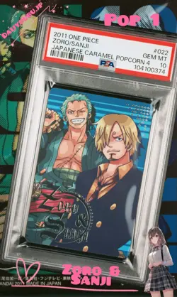 PSA 10 2011 ONE PIECE CARAMEL POPCORN PART 4 022 RORONOA ZORO/SANJI POP 1 - Image 1