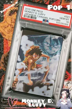 PSA 10 2010 ONE PIECE JAPANESE CARAMEL POPCORN PART 1 021 MONKEY D. LUFFY POP 1 - Image 1