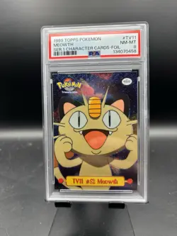 1999 TOPPS POKEMON SER 1 CHARACTER CARDS FOIL #TV11 MEOWTH PSA 8 - Image 1