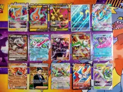 Pokemon TCG: 15 Card Mixed Binder Collection Lot Full Art IR's VSTAR EX V - Image 1