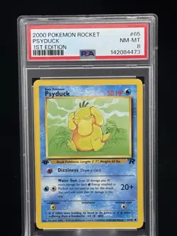 Psyduck #65 1st Edition Team Rocket 2000 Pokemon PSA 8 💦 - Image 1