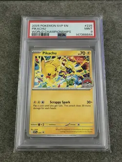 Pikachu # 225 BSP | Pokemon TCG - 2025 SVP EN World Championships | PSA 9 MINT - Image 3