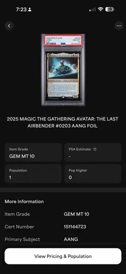 Magic Aang Foil 2025 TLA EN Legendary Creature PSA 10 #0203 double sided POP 1 ! - Image 2