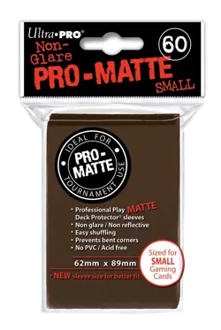 Pro-Matte Small Size Deck Protector Sleeves 62mm x 89mm: Brown 60ct - Image 1