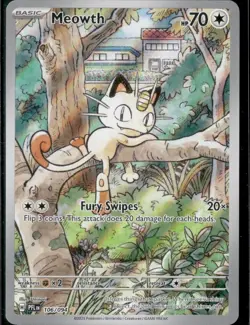 Pokemon Meowth 106/094 Illustration Rare Full Art Holo Basic 70 HP Fury Swipes - Image 1