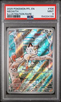 Meowth 106/094 Illustration Rare Pfl En-phantasmal Flames Pokemon PSA 9 - Image 1