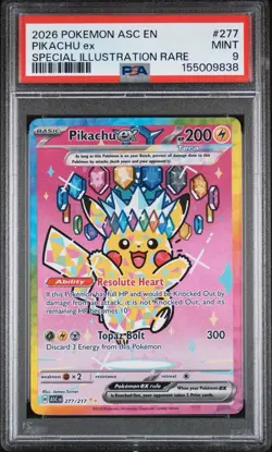 Pokemon Pikachu Ex Ascended Heroes 277/217 Full Art Secret Rare PSA 9 English - Image 1