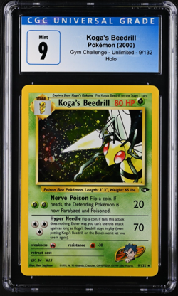 Pokemon TCG Koga's Beedrill 9/132 Gym Challenge Holo Rare 2000 CGC 9 Mint - Image 1