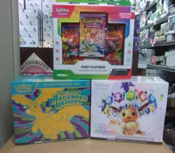 POKEMON ASCENDED HEROES + PRISMATIC EVOLUTIONS ETB + FIRST PARTNER BOXES - Image 1
