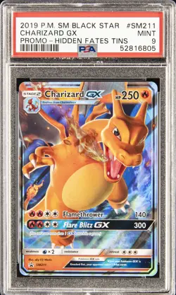 Charizard Gx SM211 PSA 9 Pokemon Hidden Fates Tins Sm Black Star Promo - Image 1
