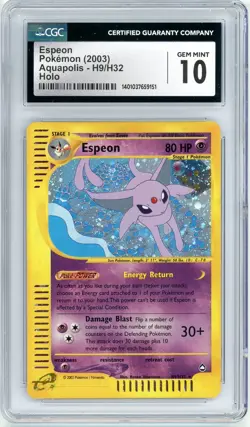 Pokemon Espeon #H9 Aquapolis Holo CGC 10 Gem Mint - Image 1