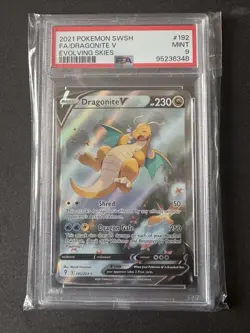 Dragonite V (Alternate Full Art) Pokemon Evolving Skies Ultra Rare 192/203 PSA 9 - Image 1