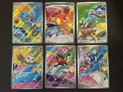 Pokemon First Partner Illustration Collection Series 1 - Gen 1 & 7 Starters Set - Image 1