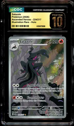 CGC 10 PRISTINE Salazzle 224/217 ILLUSTRATION RARE HOLO Pokemon Card 088 - Image 1
