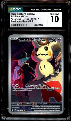 CGC 10 GEM MINT Team Rocket's Mimikyu 238/217 ILLUSTRATION RARE Pokemon Card 086 - Image 1