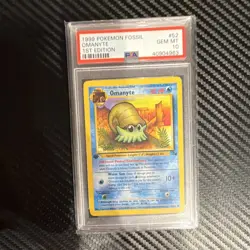 Pokemon Omanyte 52/62 Fossil 1st Edition PSA 10 Regular Pokemon TCG Card 1999 - Image 1
