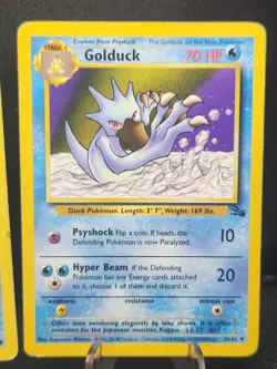 Golduck 35/62 & Psyduck 53/62 Fossil Played Pokemon Cards - Image 3