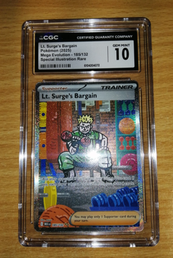 Pokemon Mega Evolutions SIR Lt. Surge’s Bargain 185/132 CGC GEM MINT 10 - Image 1