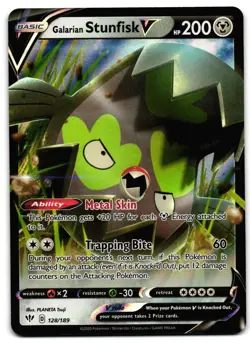 Galarian Stunfisk V 128/189 - 🌊 Darkness Ablaze V Rare Pokemon TCG Holo 🖤 - LP - Image 1