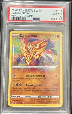 2020 Pokemon Sword & Shield Vivid Voltage #102 Zamazenta PSA 10 Gem Mint - Image 1