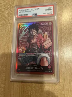 One Piece Monkey D Luffy PSA 10 Foil Pre-Errata ST01-001 English Starter - Image 1