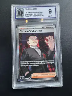 Giovanni's Charisma 197/165 PSA 9 Full Art Scarlet & Violet 151 Pokemon Card - Image 1