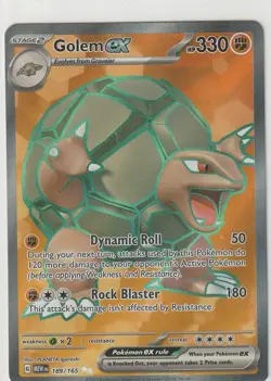 Pokemon TCG Golem ex - 189/165 - SV: Scarlet & Violet 151 (MEW) Near Mint NM - Image 1