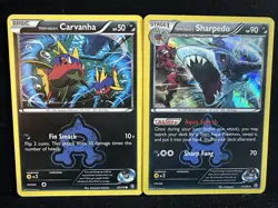 Team Aqua’s Carvanha & Sharpedo(H)- Pokemon Double Crisis 20 / 21 Holo LP - Image 1