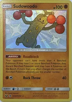 Sudowoodo SV20/SV94 Shiny Rare Hidden Fates Shiny Vault Pokemon NM - Image 1