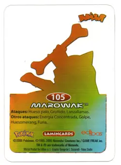 MAROWAK #105 LAMINCARD COLECCION POKEMON LAMINCARDS 2005 EDIBAS (USADA) - Image 2
