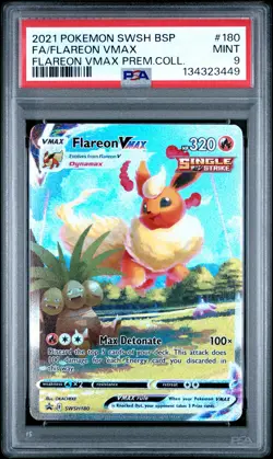 2021 POKEMON SWSH BLACK STAR PROMO #180 FULL ART/FLAREON VMAX PSA 9 - Image 1