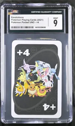 2019 Draw 4 Eevolutions - Pokemon Playing Cards - Pocket UNO +4 - CGC MINT 9! - Image 1