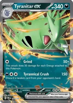 TYRANITAR EX 064/131 HOLO DOUBLE RARE SV: PRISMATIC EVOLUTIONS POKEMON NM - Image 3