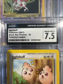 Pokemon TCG Igglybuff #36 Black Star Promo Card 2001 CGC 7.5 Near Mint - Image 2